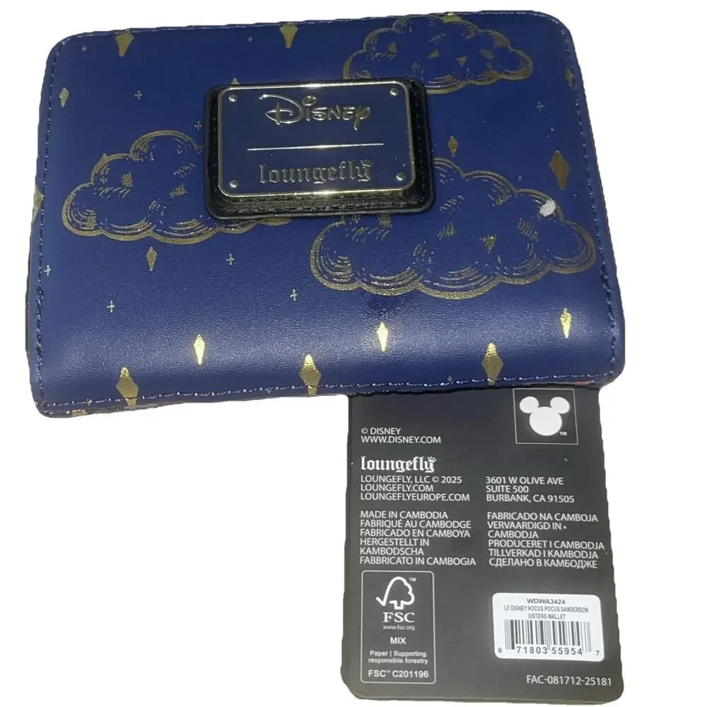 Loungefly Disney Hocus Pocus Sanderson Sisters Zip Around Wallet Navy Blue NWT